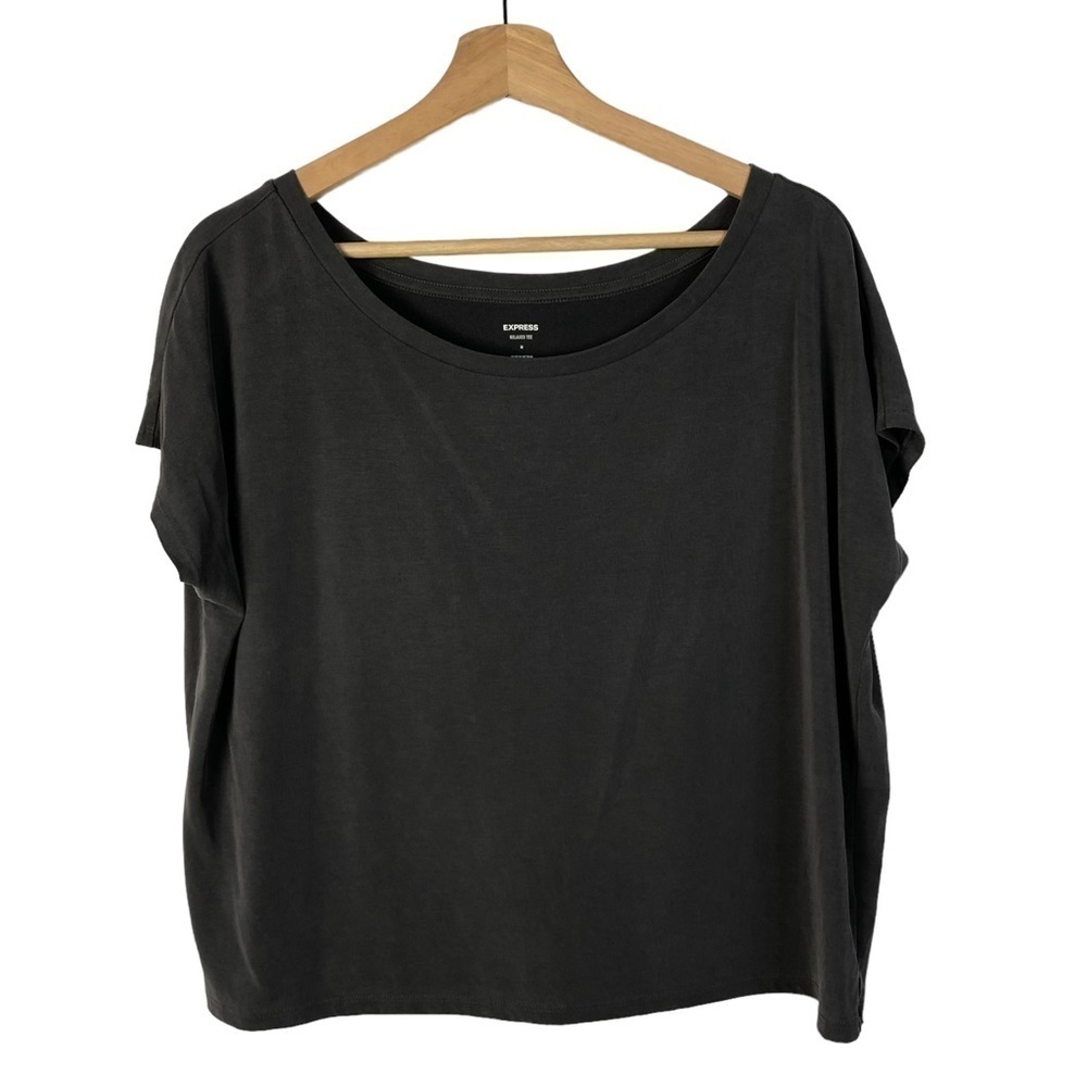 Express Dark Gray Modal Relaxed Short Sleeve T-Shirt M‎